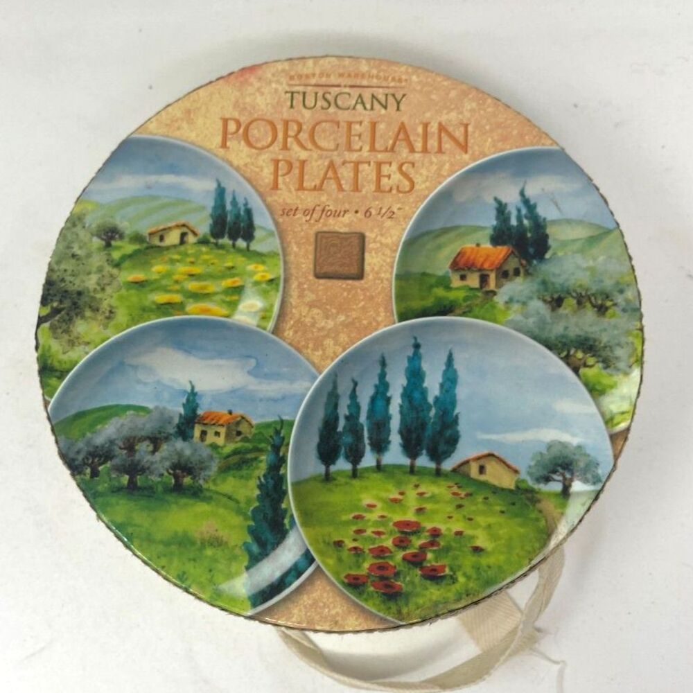 Tuscany Porcelain Tidbit Plates 2002 Susanne Ríette Boston Warehouse Set 4 Boxed
